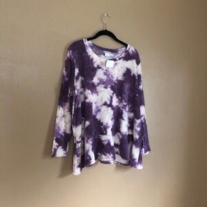 NWT Love Ady Purple Tie Dye Waffle Top Size 2X